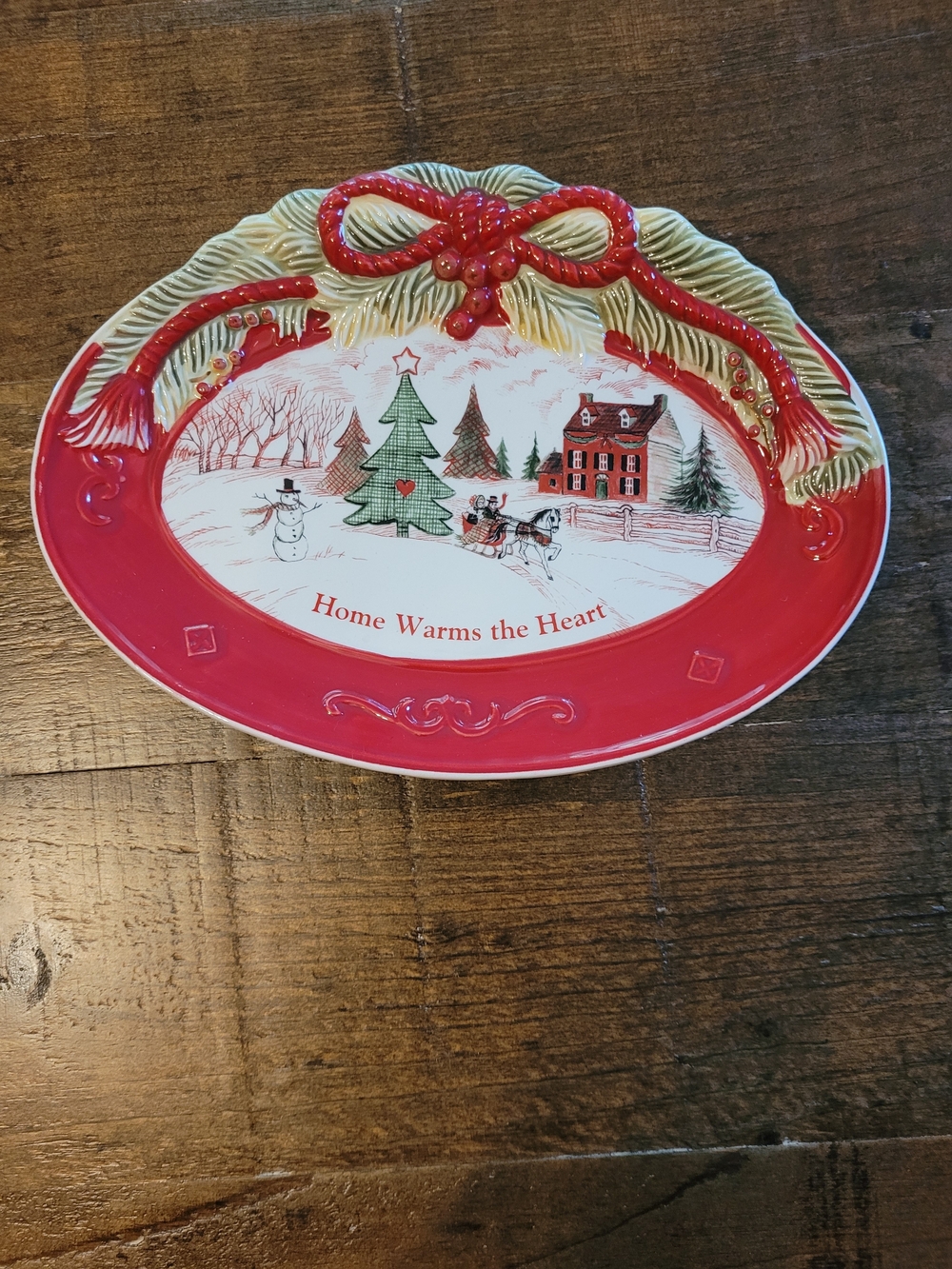 Holiday Serving Platter - Red Home Warms the Heart Design